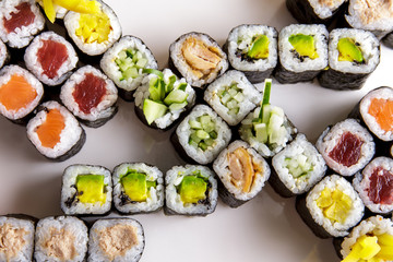 japanese food maki platter with various of maki sushi