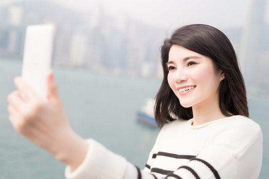 beauty woman smile and selfie