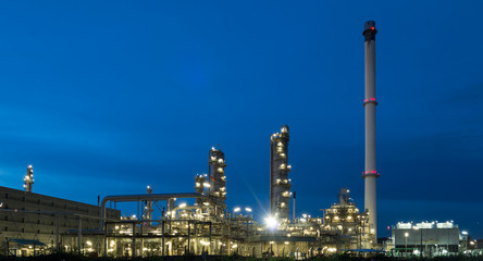 Oil refineries at night