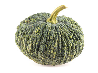 green pumpkin on white background