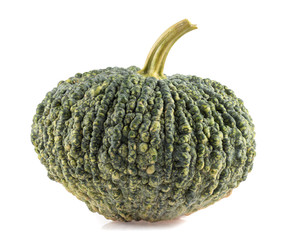 green pumpkin on white background