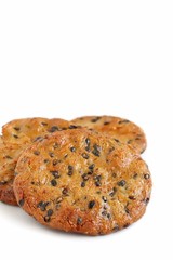 Rice Crackers With Black Sesame Seeds on White Background