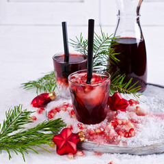 Transparent drink of pomegranate