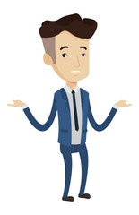 Bankrupt businessman with spread arms.