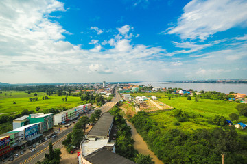 View of Mukdahan business center in Mukdahan Thailand, Mukdahan is also city of Thai - Lao P.D.R....
