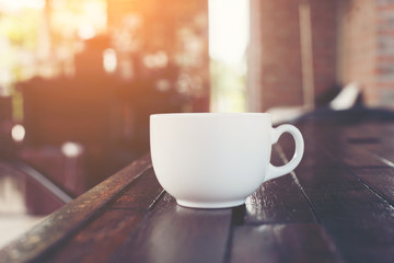 Coffee cup in coffee shop, Vintage style.