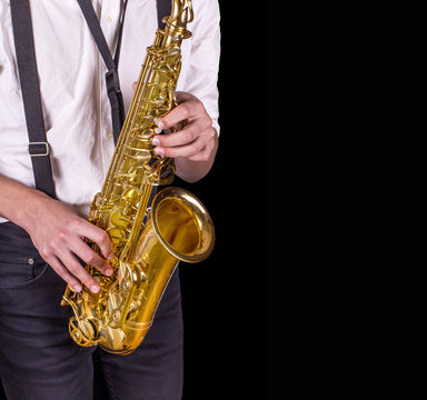 Men playing saxophone.