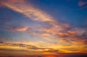 Beautiful fiery colorful sunset sky.