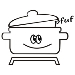 pot and lid, humorous vector icon