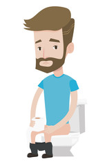 Man suffering from diarrhea or constipation.