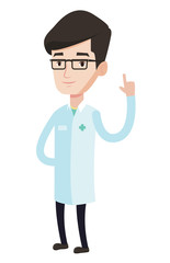 Doctor showing finger up vector illustration.