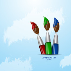 Artist brushes for drawing from  paper art concept eps10 vector