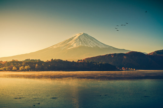 Mount Fuji At Lake Kawaguchiko,Sunrise