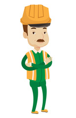 Cnfident oil worker vector illustration.