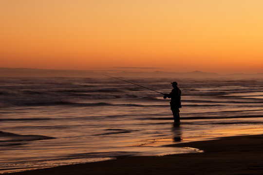 Silhouette of Fisherman at Sunset - Stockton Beach, Port Stephens