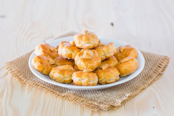 durian cookies on white plate