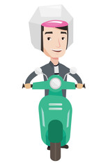 Man riding scooter in the city vector illustration