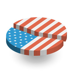 American Flag Pie Chart 3D Illustration