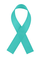 Teal ribbon on a white background