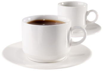 Cup of coffee and empty cup
