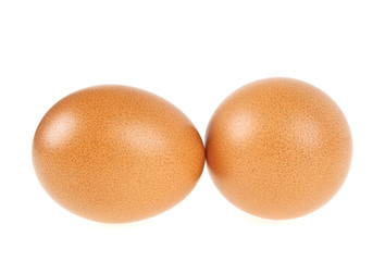 Two eggs isolated on a white background