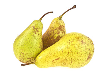 Fresh juicy yellow pears isolated on white background