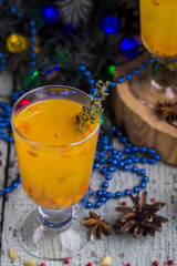 tea with a fresh sea-buckthorn