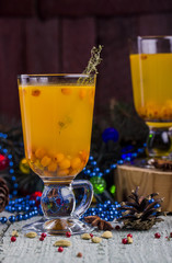 tea with a fresh sea-buckthorn