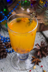 tea with a fresh sea-buckthorn