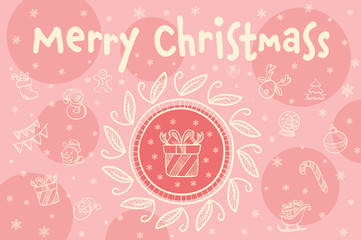 Merry christmas greeting card with gift box