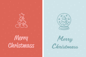 Merry christmas greeting card with christmas tree