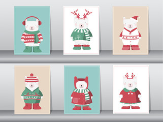 Set of winter cute bear,Vector illustrations