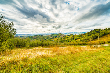 Fototapeta na wymiar Emilia Romagna, Italy, fields on hills