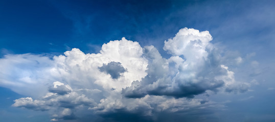 Panorama of clouds before rain in the summer