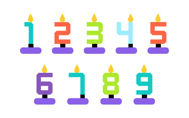 Cute colorful number shaped candles set.