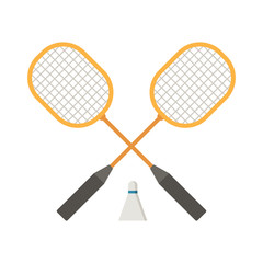 Crossed badminton rackets and volant vector illustration.