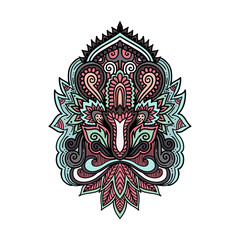 Vector Indian hand drawn hamsa with ethnic ornaments. Beautiful India ethnica ornament. Folk Henna tattoo style