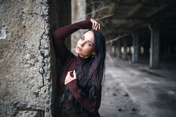 portrait of a girl in pullover urban style