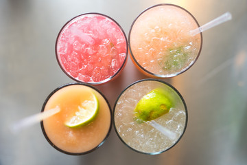Four colorful drinks