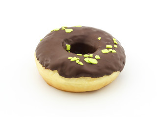 chocolate donut on white background