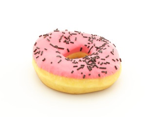 pink donut on white background