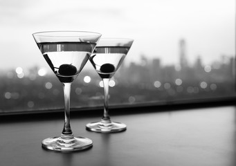 Martini drinks on a bar counter