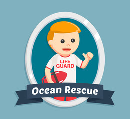 lifeguard in ocean rescue emblem