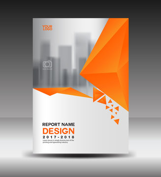 Cover design Annual report vector illustration, business brochure flyer template, book cover, orange cover design, advertisement template, brochure cover, orange polygon background