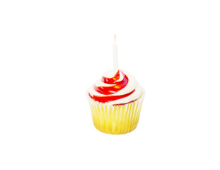 Isolated Cupcake With Candle