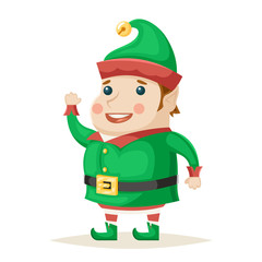 Christmas Elf Character New Year Isolated Icon Cartoon Design Vector Illustration