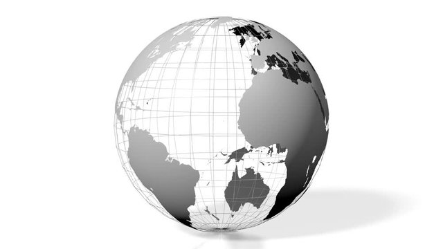 3D animation/ 3D rendering - Earth with all continents (Europe, Asia, Africa, South America, North America, Australia).