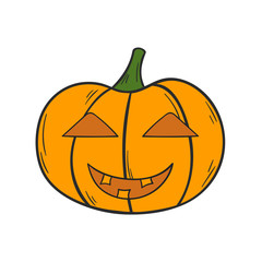 Vector cartoon hand drawn Halloween Pumpkin