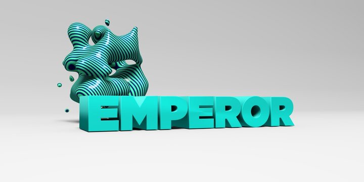 EMPEROR -  color type on white studiobackground with design element - 3D rendered royalty free stock picture. This image can be used for an online website banner ad or a print postcard.