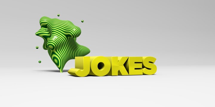 JOKES -  color type on white studiobackground with design element - 3D rendered royalty free stock picture. This image can be used for an online website banner ad or a print postcard.